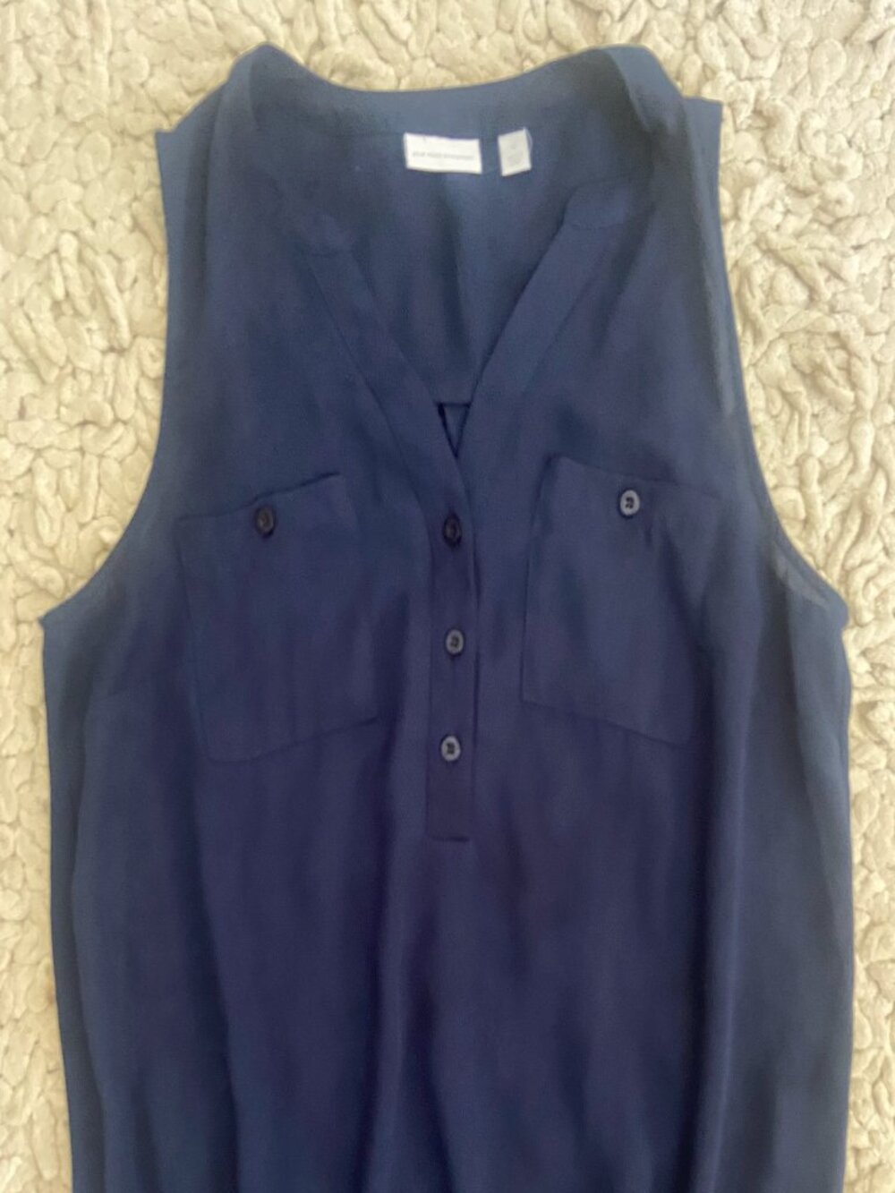 NY & Company Navy Sleeveless Button Front Blouse Sz M